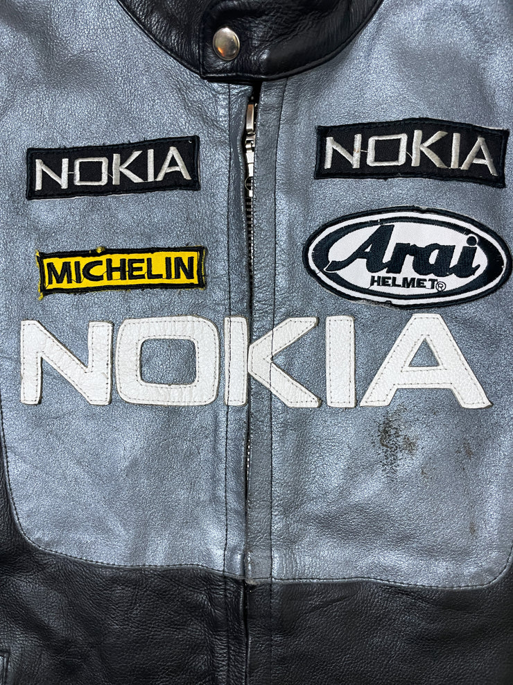 90s F1 Nokia Tyrrell Team Leather Jacket (L)
