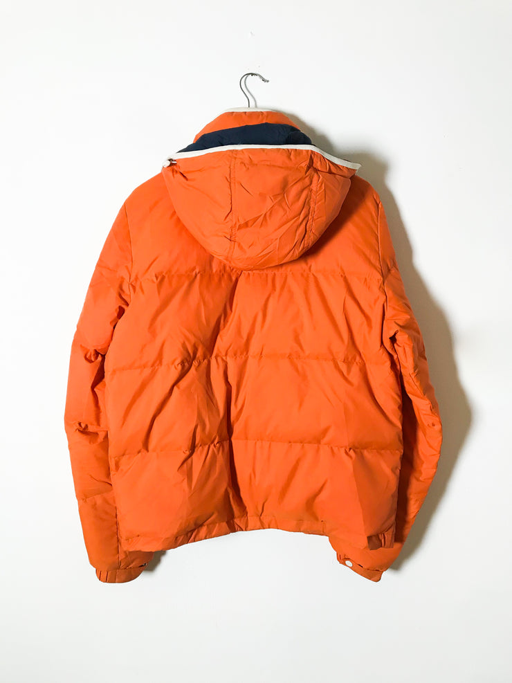 Lacoste Orange Puffer With Detachable Hood