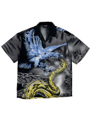 Black Japanese Dragon Print Shirt (S/M)